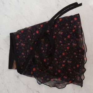 Black floral sheer ballet skirt